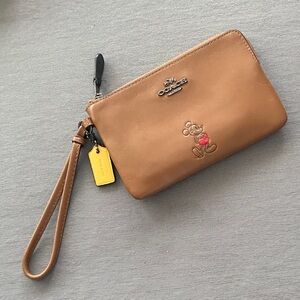 Coach Brown Limited collection  Wristlet with Mickey Mouse Accent